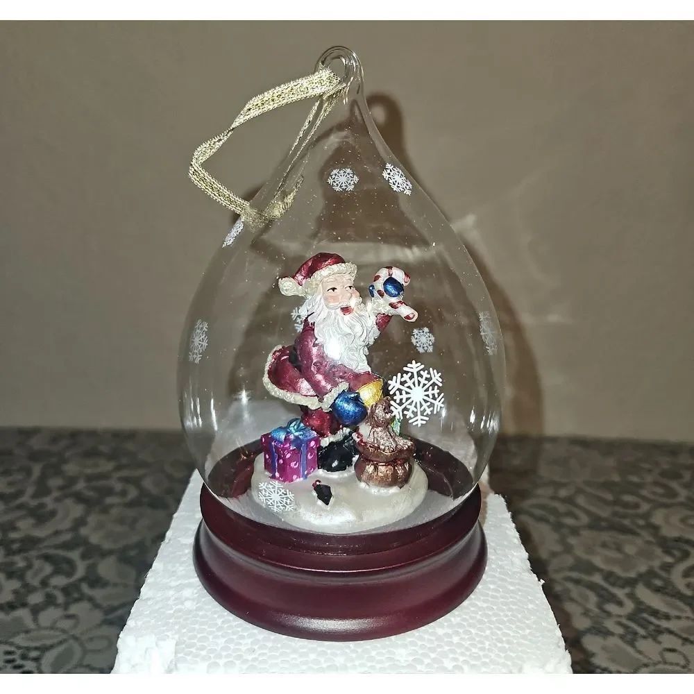 Vintage Sorelle Santa Teardrop Glass Globe Ornament